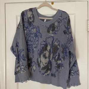 Anthropologie blue abstract sweater size XL